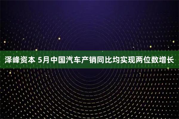泽峰资本 5月中国汽车产销同比均实现两位数增长