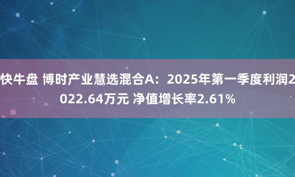 快牛盘 博时产业慧选混合A：2025年第一季度利润2022.64万元 净值增长率2.61%
