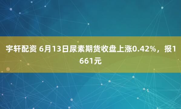 宇轩配资 6月13日尿素期货收盘上涨0.42%,报1661元