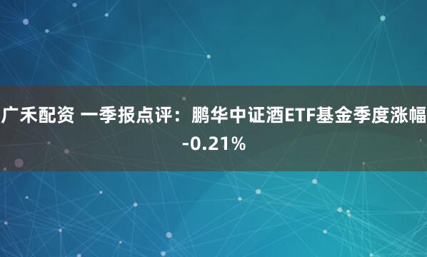 广禾配资 一季报点评：鹏华中证酒ETF基金季度涨幅-0.21%