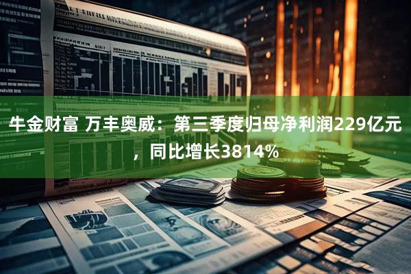 牛金财富 万丰奥威：第三季度归母净利润229亿元，同比增长3814%